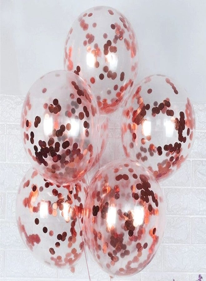AMFIN® (Pack of 20) Transparent Balloons Bouquet Combo with Re Filled Rosegold Confetti & Ribbons for Anniversary, Birthday, Baby Shower, Valentine Day Party Decoration Balloon Bunch - Rosegold - Image 1